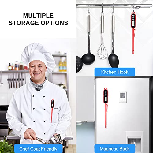 Lonicera Digital Cooking Thermometer for Bread Baking, 5" Probe, Instant Read 2-3s, IPX6 Waterproof Food Thermometer with Backlight, for Liquid, Water & Meat (Red)