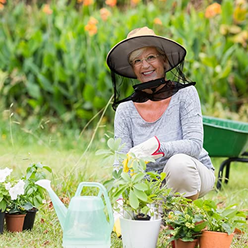 Mosquito Head Net Hat, Sun Hat with Netting, Bee Keeper Hat, Safari Fishing Hats for Outdoor Hiking, Camping, Gardening - color: Khaki