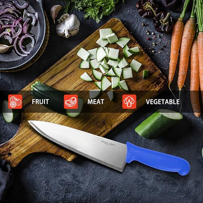 8 inch Japanese High Carbon Stainless Steel Chef Knife Set, Professional Extra Sharp Wide Cook Knife with Non-slip Ergonomic Handle, for Kitchen Home Restaurant - color: Blue
