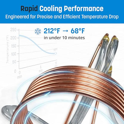 Coldbreak 25Ft. Wort Chiller with Copper Coil - Compact and Basic Immersion Beverage Chiller and Beer Brewing Equipment - 2pcs of 4Ft. Vinyl Tubings with Garden Hose Fitting and Hose Clamps Included - size: 25'