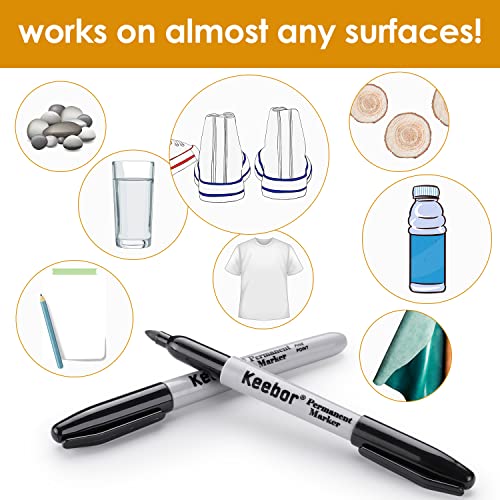 Keebor Black Permanent Markers Bulk of 100 Pack, Fine Point Permanent Marker Set, Waterproof, Quick Drying, School & Office Supplies - size: 100 Pack