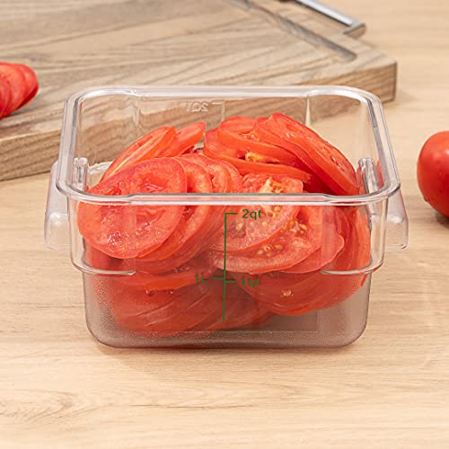 Restaurantware Met Lux 2 Quart Brine Buckets 10 Square Marinating Containers - With Volume Markers Built-In Handles Clear And Green Plastic Dough Rising Buckets Freezer-Safe Lids Sold Separately - size: 2 Quarts, style: 10 Count