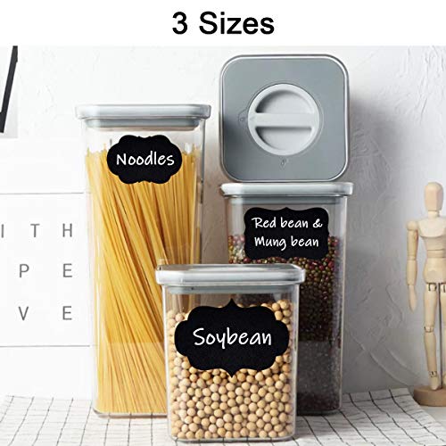Wisdompro 134 Pcs Chalkboard Labels, Waterproof Blackboard Stickers & Pen | Multiple Sizes, Durable Vinyl, Reusable, Removable, for Storage Bins, Food Container, Mason Jars, Bottles - size: Small, Medium, Large