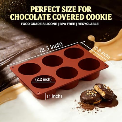 Lerykin 6-Cavity Silicone Baking Mold Non-Stick, 3 Pack Round Cylinder Chocolate Covered Cookie Molds for Candy, Cupcake, Jelly, Brownies, Pudding, Mini Soap - Dishwasher Safe - color: 6 Medium (Cylinder, 3 Pack)