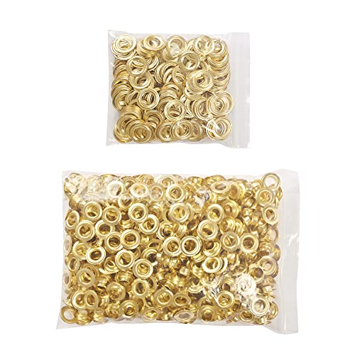 KING PIECES 500pcs Gold Grommets 1/2 Inch (12mm) Washers and Grommets Kit for Grommet Tool, Banner & Posters Metal Grommets Eyelets for Fabric Clothes Leather Belt Punching - color: Gold, size: 500pcs 1/2 Inch