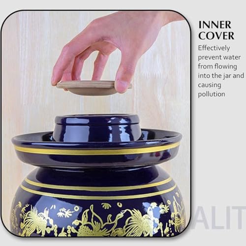 Traditional Chinese Porcelain Pickle Jar, Fermentation Crock Pickling Pot, Fermenting Jar With Lid, Stoneware Fermenter(11kg) - size: 11kg