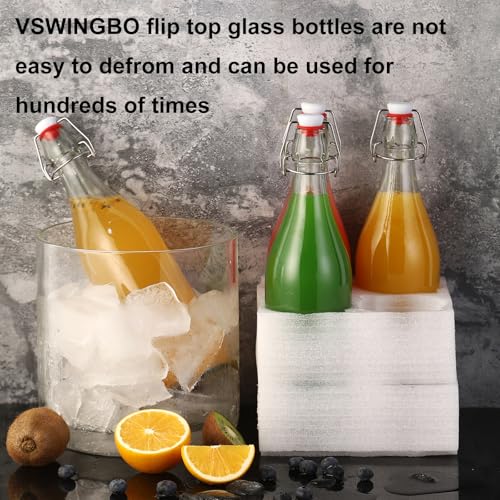 6 Pack swing top glass bottles 32 oz,flip top glass bottles 32 oz with airtight lids for Home Brewing,2nd Fermentation,Kombucha,Kefir,Vanilla Extract,Juice,Tea,Beverages,Soda,Oils,Vinegar,Limoncello