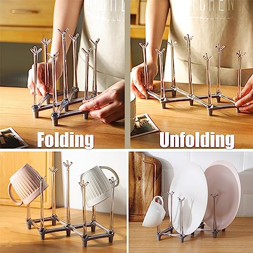 Yesland 2 Pack Retractable Cup Drying Rack, Plastic Non-slip Bottom Mug Tree Holder Organizer Rack Stand for Drinking Glass and Sports Bottle Drainer for Kitchen