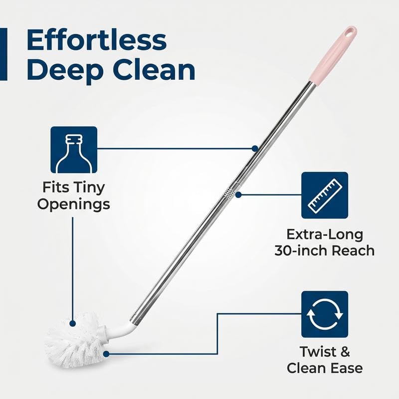 2 Pack Extra Long 5 Gallon Water Tank Cleaning Brush, Flexible Soft Bristle Carboy & Large Water Bottle Washer Brush, Multipurpose Deep Clean Bucket Brush for Large Water Containers
