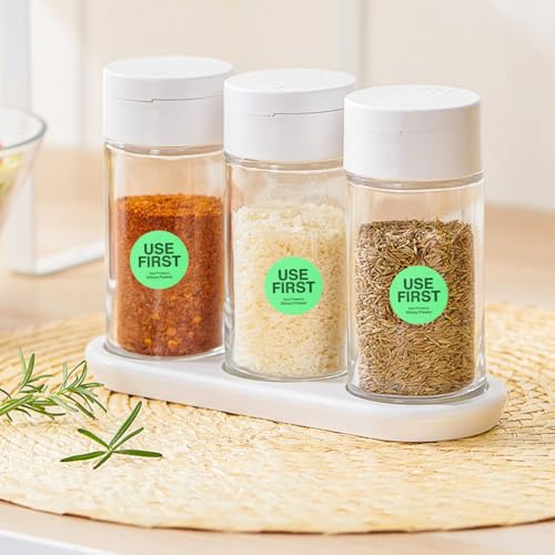 1 Roll Light Green Permanent Adhesive Food Inventory Control Labels Accurate Food Labeling Stickers for Restaurant Canning Use for Refrigerator Safety Management