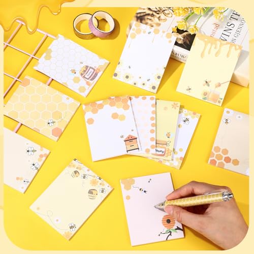 Chiisong 12 Pieces Bee Sticky Notes Bee Notepads Gifts 3x4 Inch Adhesive Honey Memo Notes for Women to Do List for Memo Reminder List for Office Home Supplies Teachers Gift - style: Bee Style