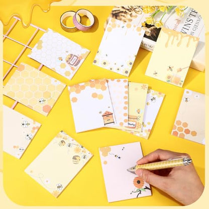 Chiisong 12 Pieces Bee Sticky Notes Bee Notepads Gifts 3x4 Inch Adhesive Honey Memo Notes for Women to Do List for Memo Reminder List for Office Home Supplies Teachers Gift - style: Bee Style
