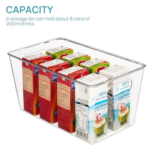 Vtopmart 6 Pack Clear Storage Bins, Pantry Cabinet Organizer Bins with Handle for Pantry Organizer and Storage, Plastic Bins for Fridge, Cabinet, Kitchen, Countertops, Cupboard, Freezer, Medium - size: M(10"×6"×5")