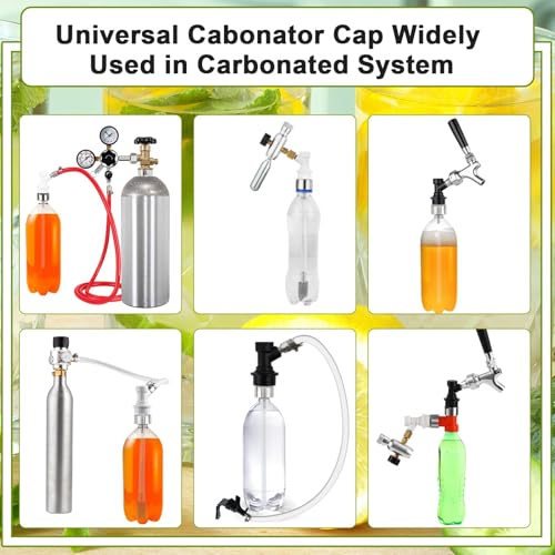 5 Feet Ball Lock Disconnect Gas Tubing Line Stainless Steel Carbonation Cap Kit for Soda Beer PET Bottle CO2 Regulator Keg Tap
