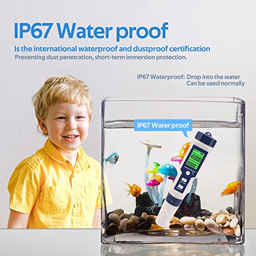 PH Meter for Water 5 in 1 PH Temp TDS and EC Meter,Salinity Meter,PH Tester Digital,TDS Meter Digital Water Tester&Pool Salt Tester for Swimming Pool. - size: 5 in 1