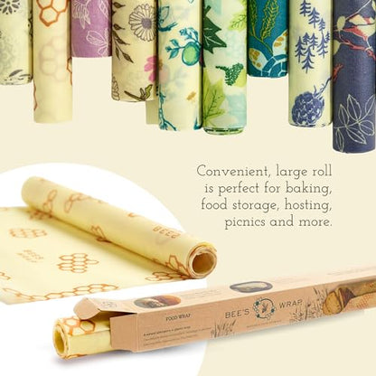 Bee's Wrap Beeswax Wraps for Food - Cut to Size 14x52" Beeswax Wrap Roll - Plastic Free Made in USA Reusable Natural Food Wrap - Botanical - style: Botanical