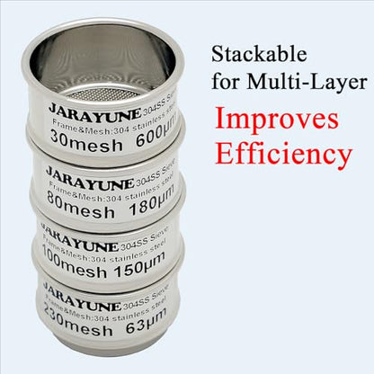 Φ2" 270 Mesh Stainless Steel lab Sieve–Fine Mesh Sieve Strainer & Sturdy Tamiz Sifter for Lab, Industrial, Baking, DIY & Household - for Powder, Flour, Pellet, Grain & Liquid - size: 270mesh (53µm)