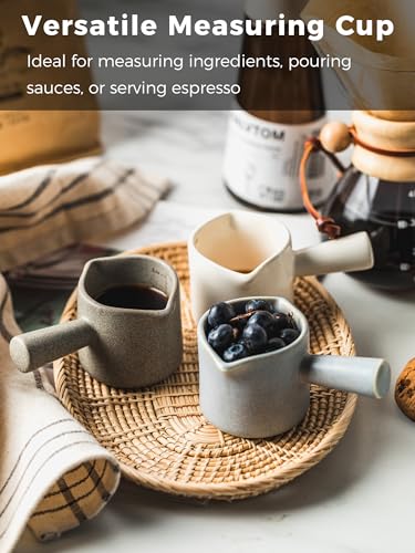 Espresso Measuring Cup, Ceramic Espresso Cup Double Spouts Expresso Shots Cup with Handle, Espresso Accessories, 3 Oz/ 90 Ml, White - color: White