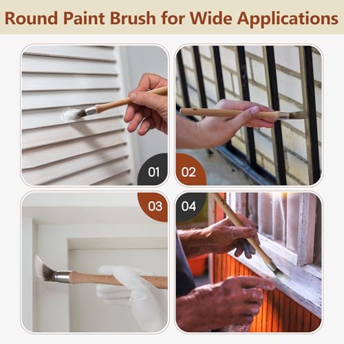 Trim Paint Brush, 0.6 Inch, 3 Pack, Small Paint Brushes for Walls, Touch Up, Trim Painting Tool for Detail Areas and Corners, Round Paint Brushes, Trim Brushes for Painting House Wall Edges - size: 0.6 Inch Round, 3 Pack
