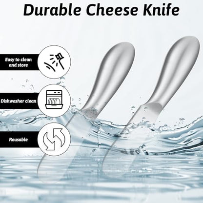 2 Pcs Cheese Spreader Knives, Stainless Steel Spreader Knife Set Little Cheese Spreaders Knives Charcuterie Utensils Butter Knife Spreaders for Sandwich Appetizers Jam Pastry Making