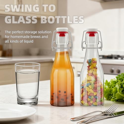1Pc (5oz Round) clear Swing Top Brewing Bottles with Leak Proof Easy Caps, Glass Beer Bottle Flip Top Bottles For Kombucha, Kefir, Vanilla Extract, Beer (5oz Round) - size: 5.4 Ounces