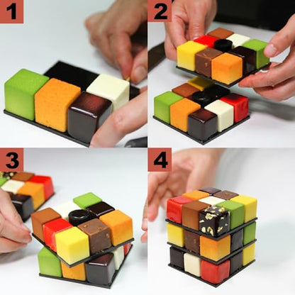 Square Silicone Mold, Cube Mousse Cake French Dessert Baking Molds, 2 Pack 15 Cavity Lollipop Silicone Molds for Soap, Candy Chocolate Cubes, Ice cream,Truffle,Brownie
