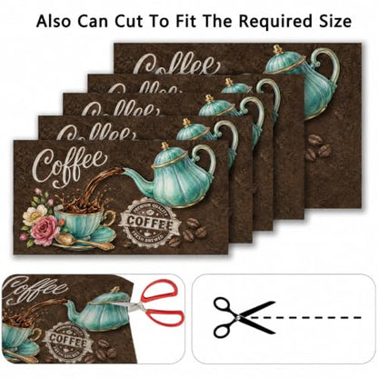 Coffee Themed Dish Drying Mat For Kitchen Counter 24 "X16" Absorbent Non-Slip Rubber Backed, Quick Dry Silicone Pad For Coffee Machine Dish Rack
