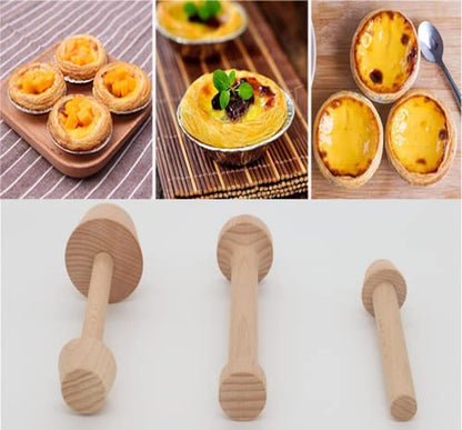 3 Pieces Wooden Tart Tamper Set Double Side Pastry Dough Tamper Egg Tarts Tamper Pastry Tools DIY Cake Pastry Tools for Making Egg Tart, Pasta, Cheesecakes Dessert Kitchen Baking Tools
