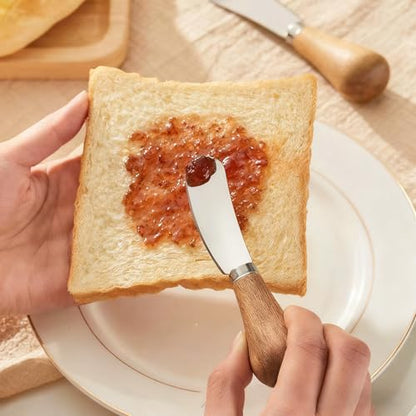 Stainless Steel Butter Knife Spreader Cheese Spreader Knives with Handle | Mini Serving Tongs with Bamboo Handle,cheese cutter for Charcuterie Board Sandwich Appetizers Cocktail Spreading 2PCS