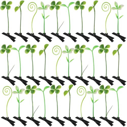 30 Pcs Bean Sprout Hair Clips Rave Mixed Style Plant Hairpins Hair Accessories for Party Irish(Greenery) - style: Greenery