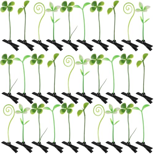 30 Pcs Bean Sprout Hair Clips Rave Mixed Style Plant Hairpins Hair Accessories for Party Irish(Greenery) - style: Greenery