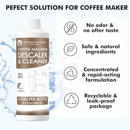 New England Stories 8 Uses Descaling Solution Compatible with Keurig - 33.8oz Coffee Machine Descaler, Espresso Coffee Maker Cleaner, Coffee Pot Limescale Remover - style: Descaling Solution for keurig