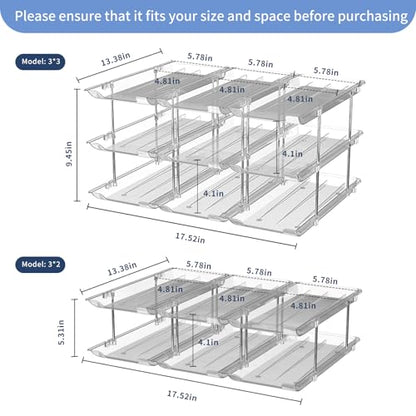 Jsyrjing Can Organizer for Pantry, 2-Tier Canned Goods Organizer 2 Pack | Automatic rolling, Modular flexible combination, Extra-thick clear material, Cabinet pantry fridge countertop storage - size: 3*2
