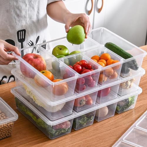 UPKOCH Divided Refrigerator Bin Lid Fridge Organizer Bins Small Storage Box Lid Food Fresh Containers
