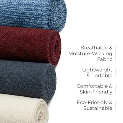 Live Well 360 Handmade Organic Cotton Yoga Mat - Non-Toxic, Chemical-free and All Natural Cloth Yoga Mat - Exercise, Workout, & Fitness Rug - Woven Material - Absorbent & Washable - 78" x 27" - color: Maroon