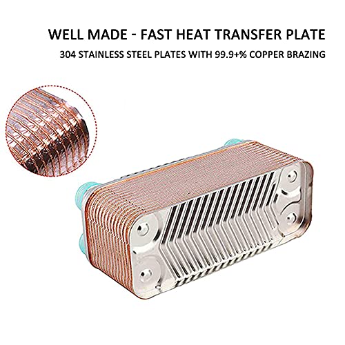 AIZYR 20/30/40 Plates Heat Exchanger Wort Chiller, Stainless Steel Beer Wort Chiller Cooler with Copper Homebrew Beer Cooler Tools,20 Plates - color: 20 Plates