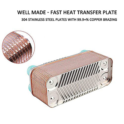 AIZYR 20/30/40 Plates Heat Exchanger Wort Chiller, Stainless Steel Beer Wort Chiller Cooler with Copper Homebrew Beer Cooler Tools,20 Plates - color: 20 Plates