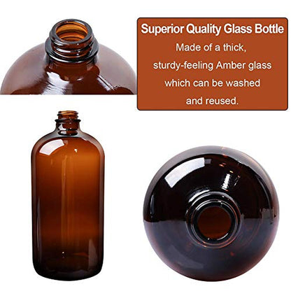 STARSIDE 32oz 4-Pack Amber Glass Boston Bottles with Airtight Seal & Caps | 1 Liter Glass Boston Round Bottles with Phenolic Poly Cone Caps, for Secondary Fermentation, Kombucha, Brewing and Juicing - size: L-32OZ-4pack