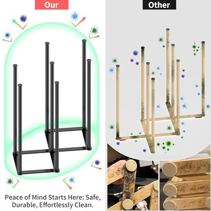 Collapsible Bottle Drying Rack, Baby Bottle Drying Rack, Foldable Cup Draining Holder, Retractable Reusable Silicone Bag Dryer with Non-Slip Bottom - Stainless Steel (Black) - color: Black