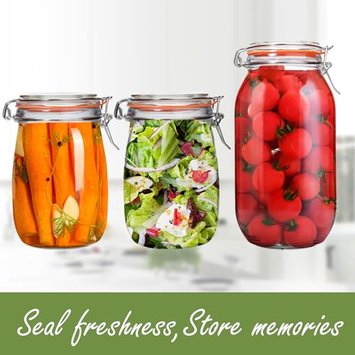 32 oz Wide Mouth Mason Jars,4 Pack Glass Pickling Jars with Airtight Lids,Air Tight Glass Storage Container for Canning,Pickling,Fermenting - color: 32OZ