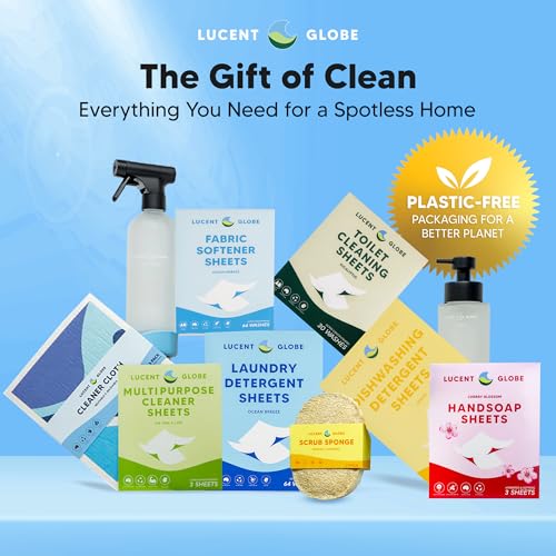 Lucent Globe Dishwasher Dishwashing Detergent Sheets, Dish Soap & Dishwasher Tablets Alternative. Plant-Based, Eco-Friendly, Fully Biodegradable, Lemon Scent (1 Pack of 64 Washes)
