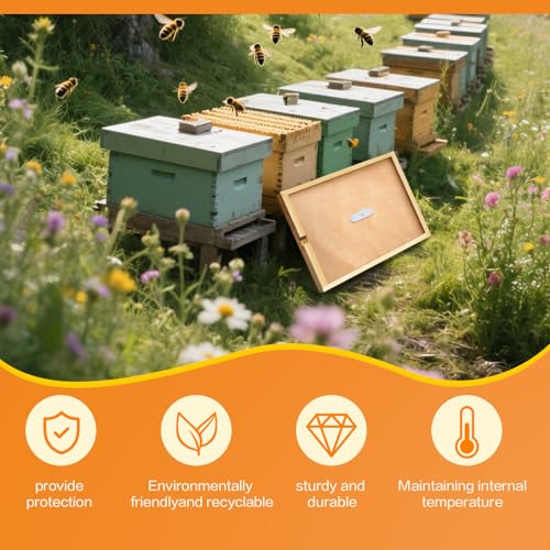 2 Pcs Beehive Inner Cover 10 Frame Beeswax Coating,Beehive Ventilated Inner Cover,Wooden Hive Box Cover with Feeding Hole for Beekeeping Tool,All eginners and Professional Beekeepers(2 Pcs)
