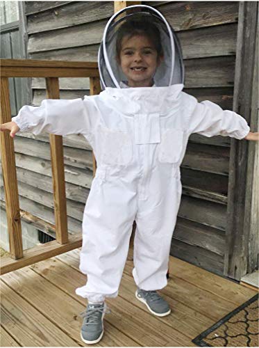 Luwint Kids Beekeeping Suits - Ventilated Bee Beekeeper Suit with Gloves and Self Supporting Veil Hood for Children (White/4'2''-4'7'' Height) - color: White/4'2''-4'7'' Height