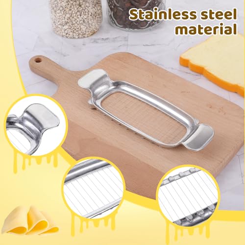 2Pcs Butter & Cheese Slicer Cutter, Stainless Steel Multipurpose Butter Cutter Portable Cheese Cutter Slicer with Ergonomic handle for Cutting Butter, Cheese, Mushrooms, Fruit, Vegetable