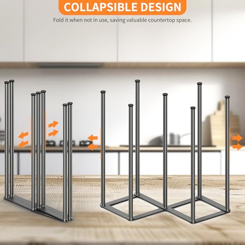 KORRTFID Foldable Bottle Drying Rack, Baby Bottle Drying Rack, Collapsible Cup Draining Holder, Retractable Reusable Storage Bag Dryer with Non-Slip Bottom - Stainless Steels (Starlight Gray) - color: Starlight Gray