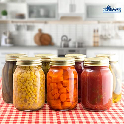 Mason Jars 32 Oz With Lids Regular Mouth (12 Pack) Preserving Spices,Storage,Meal Prep, Overnight Oats,Dry Food,Salads,Drinking