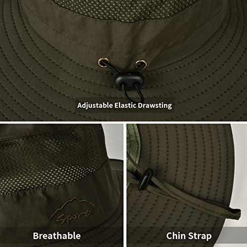 Sun Hats for Men Women Fishing Hat UPF 50+ Breathable Wide Brim Summer UV Protection Hat - color: 1pack-army Green