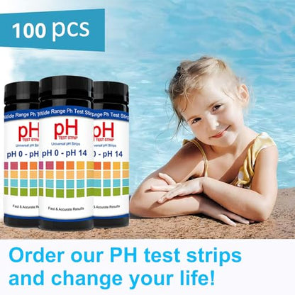100 PCs Ph Strips for Aquarium Litmus Ph Test Strips for Women in Airtight Bottle Ph Test Strips Range 0-14 ph Paper for Pet Food Saliva Water Urine Test and Diet Monitoring PH Level Lab Pool