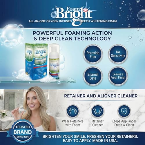 FoamBright Retainer & Aligner Cleaner 3-Pack + 15 Teeth Whitening Wipes | Value Bundle | Great for Invisalign, Candid, Byte, Night Guard, Mouth Guard & Dentures | Peroxide Free | 360+ Treatments - color: 3 Units + 15 Teeth Wipes