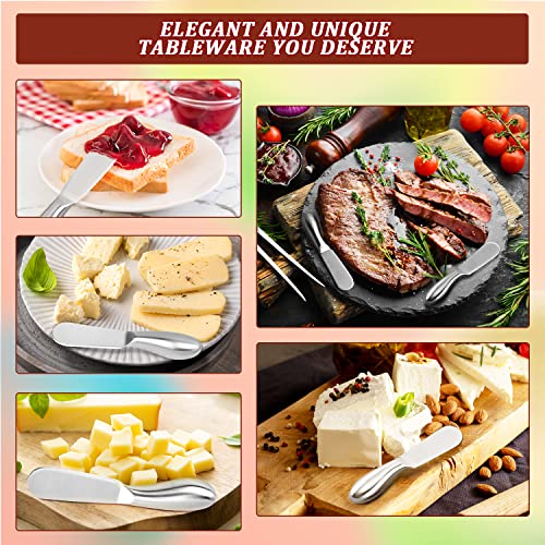 Butter Knives 4 Pieces Stainless Steel Cheese Butter Spreader Knife Set for Cold Butter, Cream Cheese, Jam, Pastry, Charcuterie, Multipurpose Kitchen Gadgets - color: Silver04